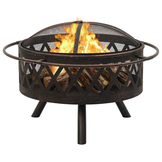 311885 vidaXL Rustic Fire Pit with Poker 76 cm XXL Steel 311885 vidaXL Rustic Fire Pit with Poker 76 cm XXL Steel