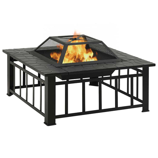 311888 vidaXL Garden Fire Pit with Poker 81x81x47 cm XXL Steel 311888 vidaXL Garden Fire Pit with Poker 81x81x47 cm XXL Steel