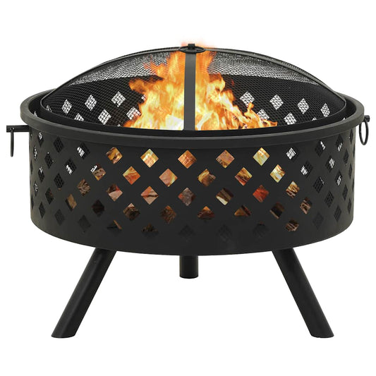 311890 vidaXL Fire Pit with Poker 68 cm XXL Steel 311890 vidaXL Fire Pit with Poker 68 cm XXL Steel