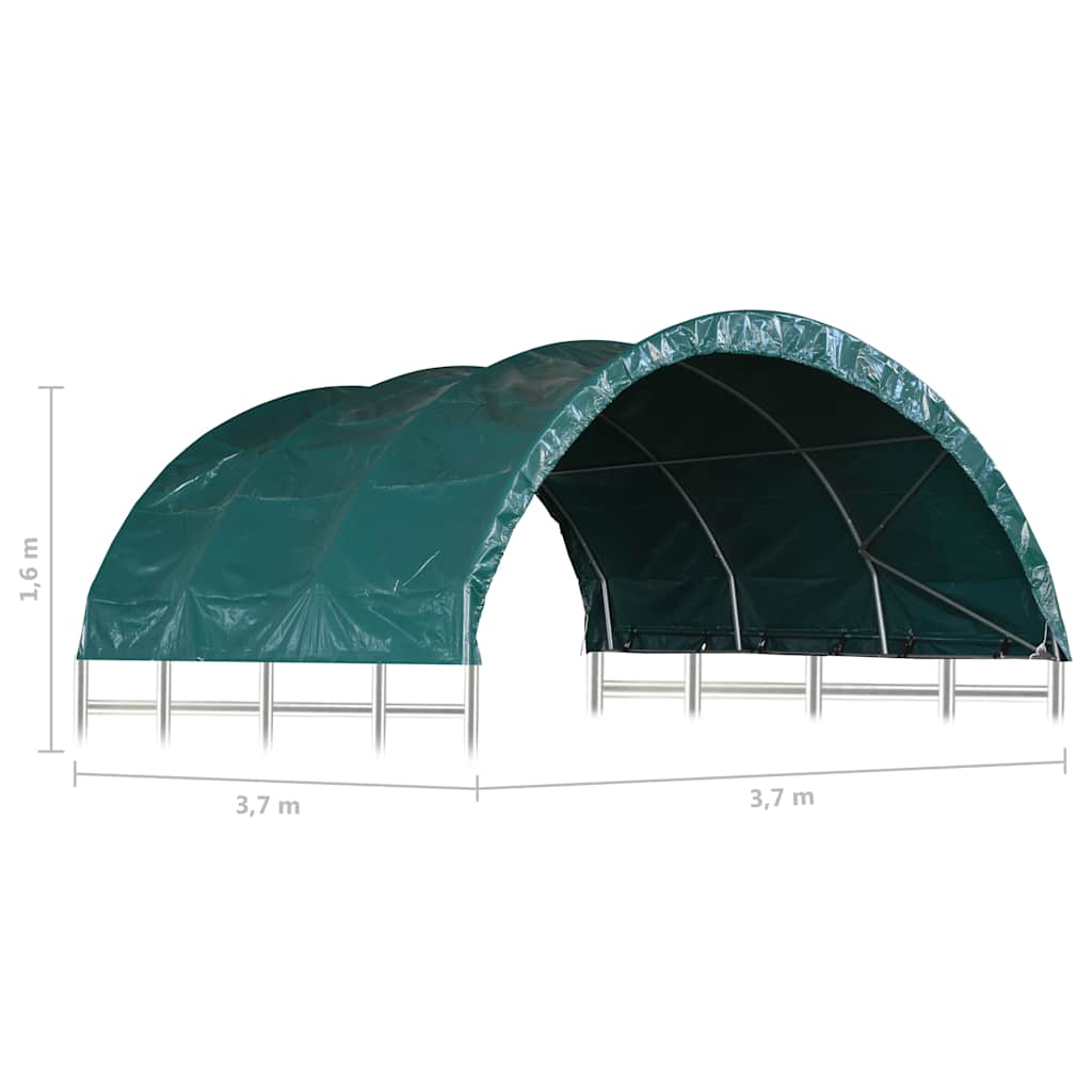 Livestock Tent PVC 3,7x3,7 m Green