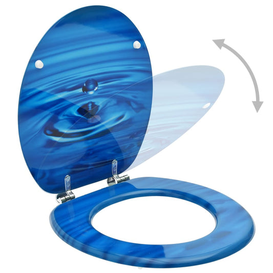 WC Toilet Seats with Lid 2 pcs MDF Blue Water Drop Design WC Toilet Seats with Lid 2 pcs MDF Blue Water Drop Design