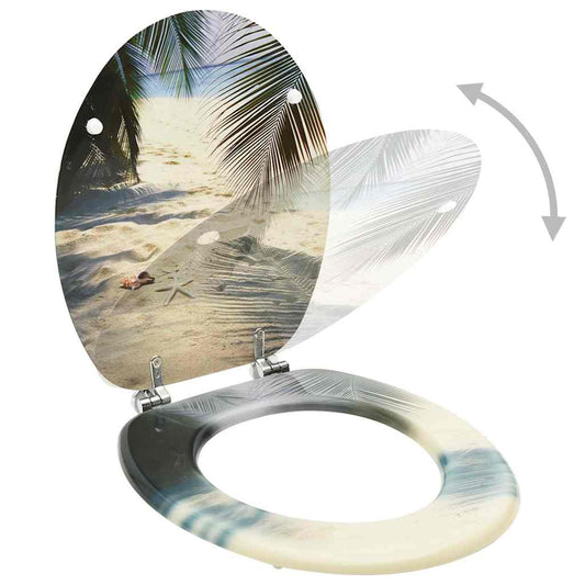 WC Toilet Seats with Lid 2 pcs MDF Beach Design WC Toilet Seats with Lid 2 pcs MDF Beach Design