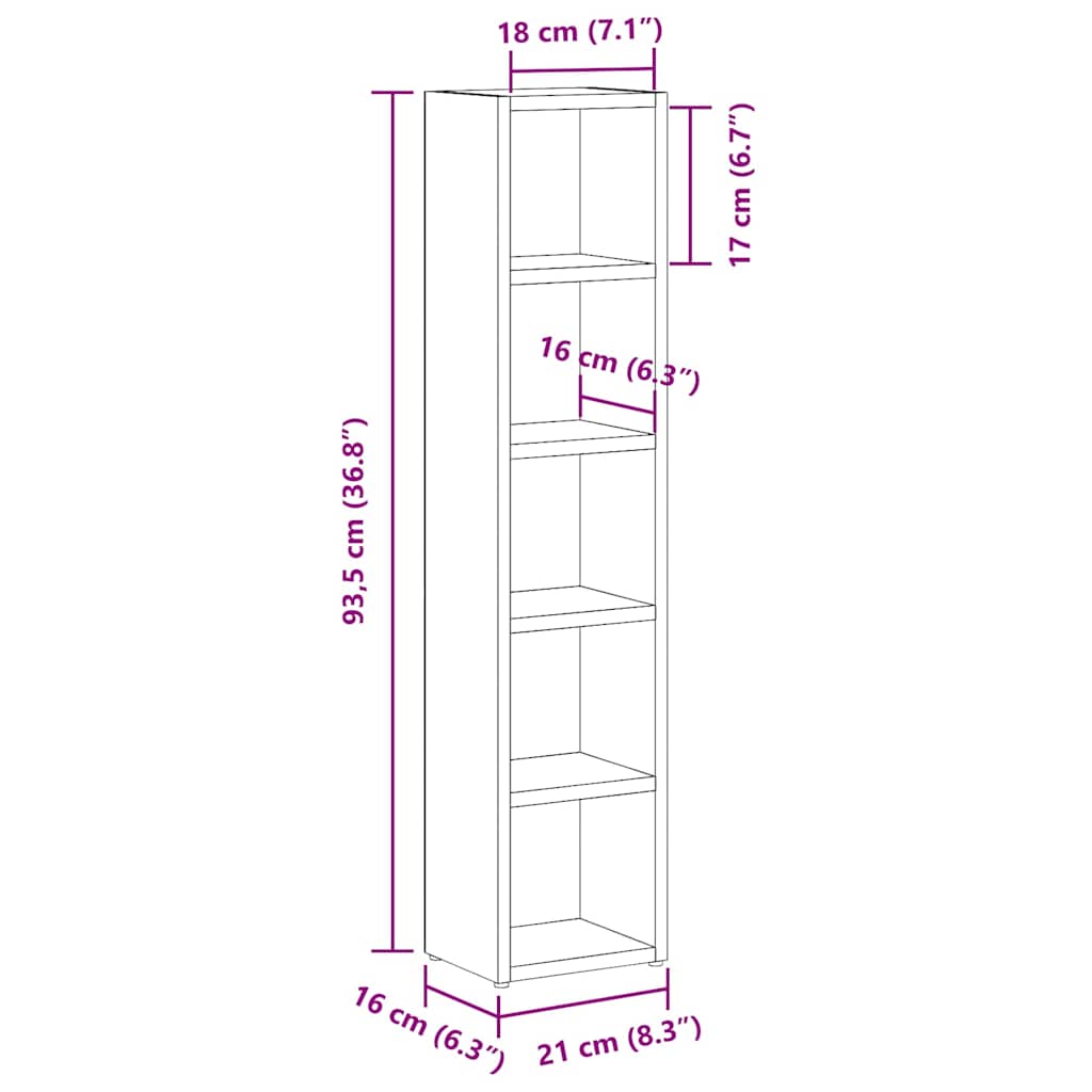 CD Cabinets 2 pcs White 21x16x93,5 cm Engineered Wood