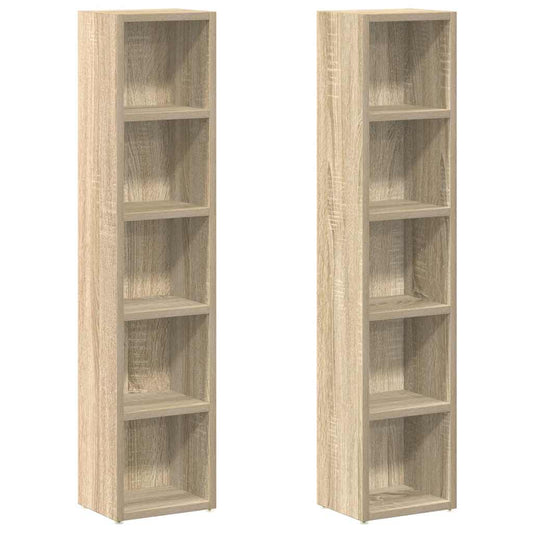 CD Cabinets 2 pcs Sonoma Oak 21x16x93.5 cm Engineered Wood CD Cabinets 2 pcs Sonoma Oak 21x16x93.5 cm Engineered Wood
