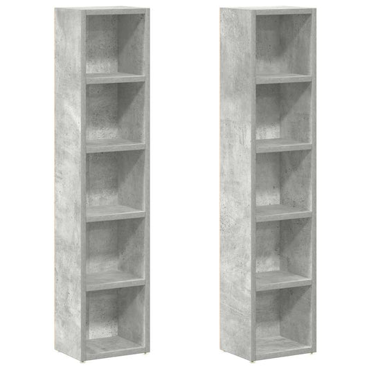 CD Cabinets 2 pcs Concrete Grey 21x16x93.5 cm Engineered Wood CD Cabinets 2 pcs Concrete Grey 21x16x93.5 cm Engineered Wood