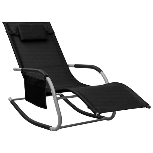 Sun Lounger | Set of 2 | Black and Grey | Textilene | Standard Sun Lounger | Set of 2 | Black and Grey | Textilene | Standard