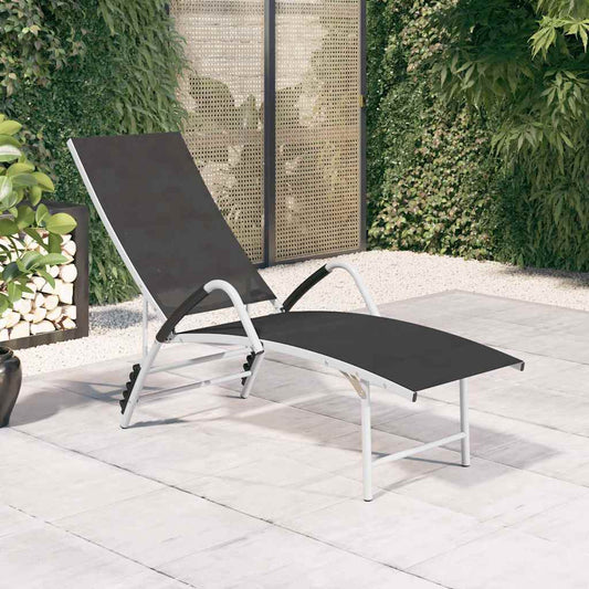 310521 vidaXL Sun Lounger Textilene and Aluminium Black 310521 vidaXL Sun Lounger Textilene and Aluminium Black