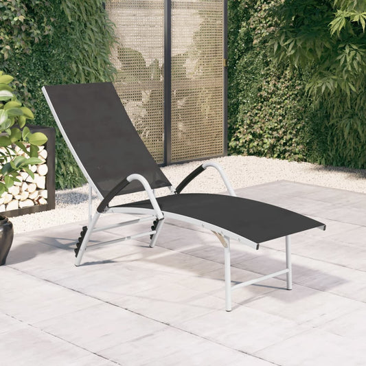 Sun Lounger Textilene and Aluminium Black Sun Lounger Textilene and Aluminium Black