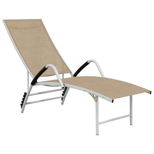 Sun Lounger Textilene and Aluminium Cream Sun Lounger Textilene and Aluminium Cream