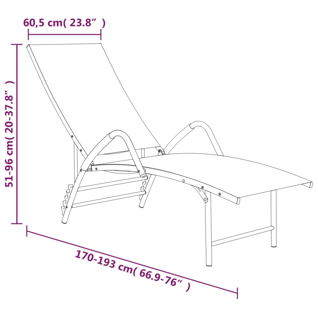 310522 vidaXL Sun Lounger Textilene and Aluminium Cream