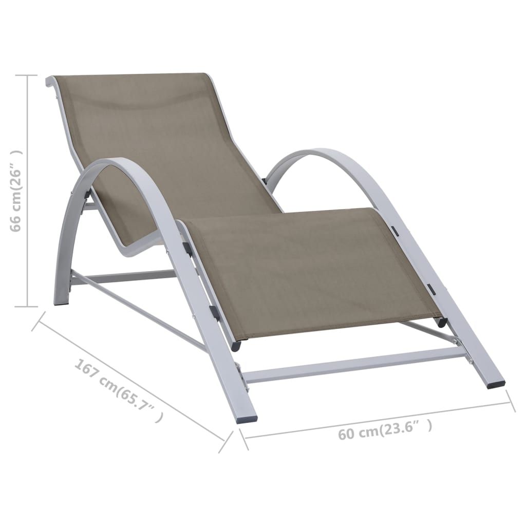 Sunlounger | Taupe | Textilene, Aluminium, Steel | Medium | Ergonomic