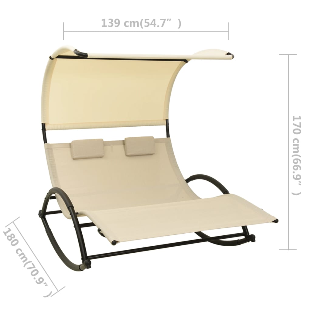Sun Lounger | Cream | Textilene, Steel | Double | Sun Lounger | Crescent