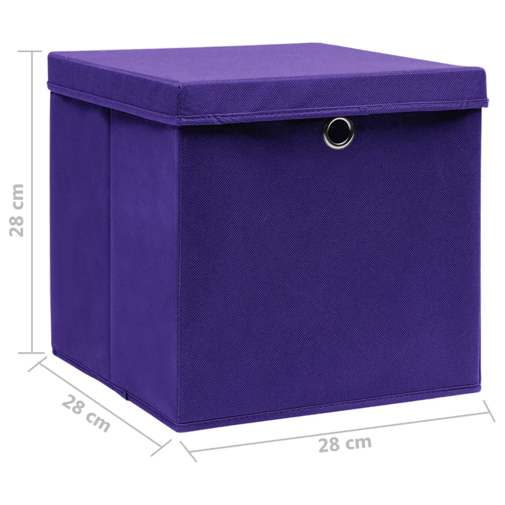 Storage Boxes with Covers 10 pcs 28x28x28 cm Purple