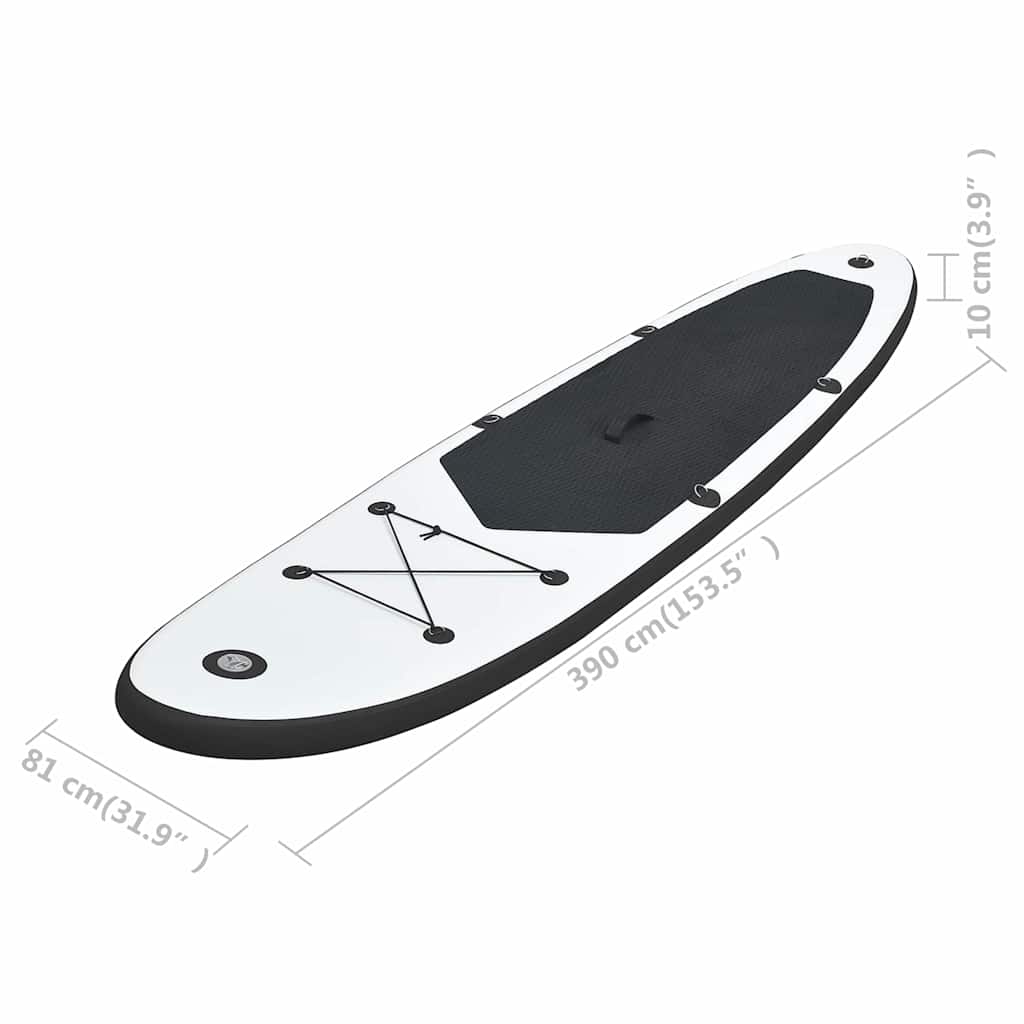 92730 vidaXL Inflatable Stand Up Paddle Board Set Black and White