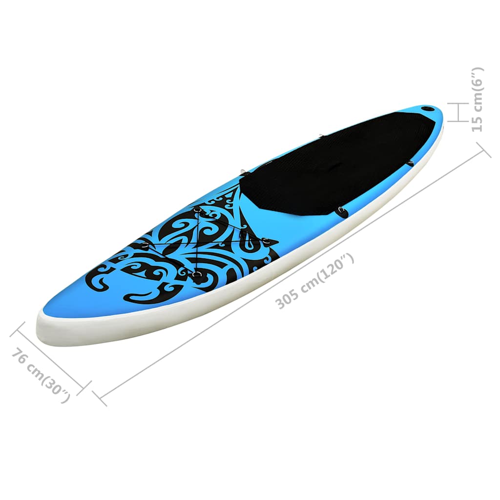 92737 vidaXL Inflatable Stand Up Paddleboard Set 305x76x15 cm Blue