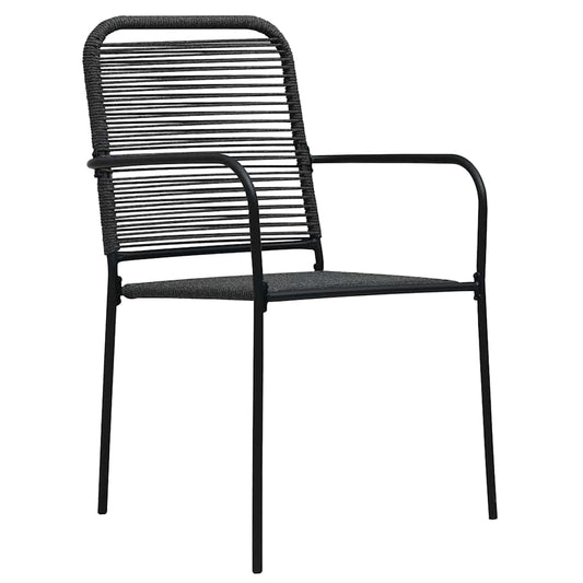 Garden Chairs 4 pcs Cotton Rope and Steel Black Garden Chairs 4 pcs Cotton Rope and Steel Black