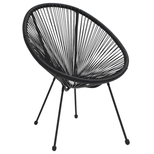 Moon Chair | Set of 2 | Black | Round PVC Rattan | Garden Chair | Round Moon Chair | Set of 2 | Black | Round PVC Rattan | Garden Chair | Round