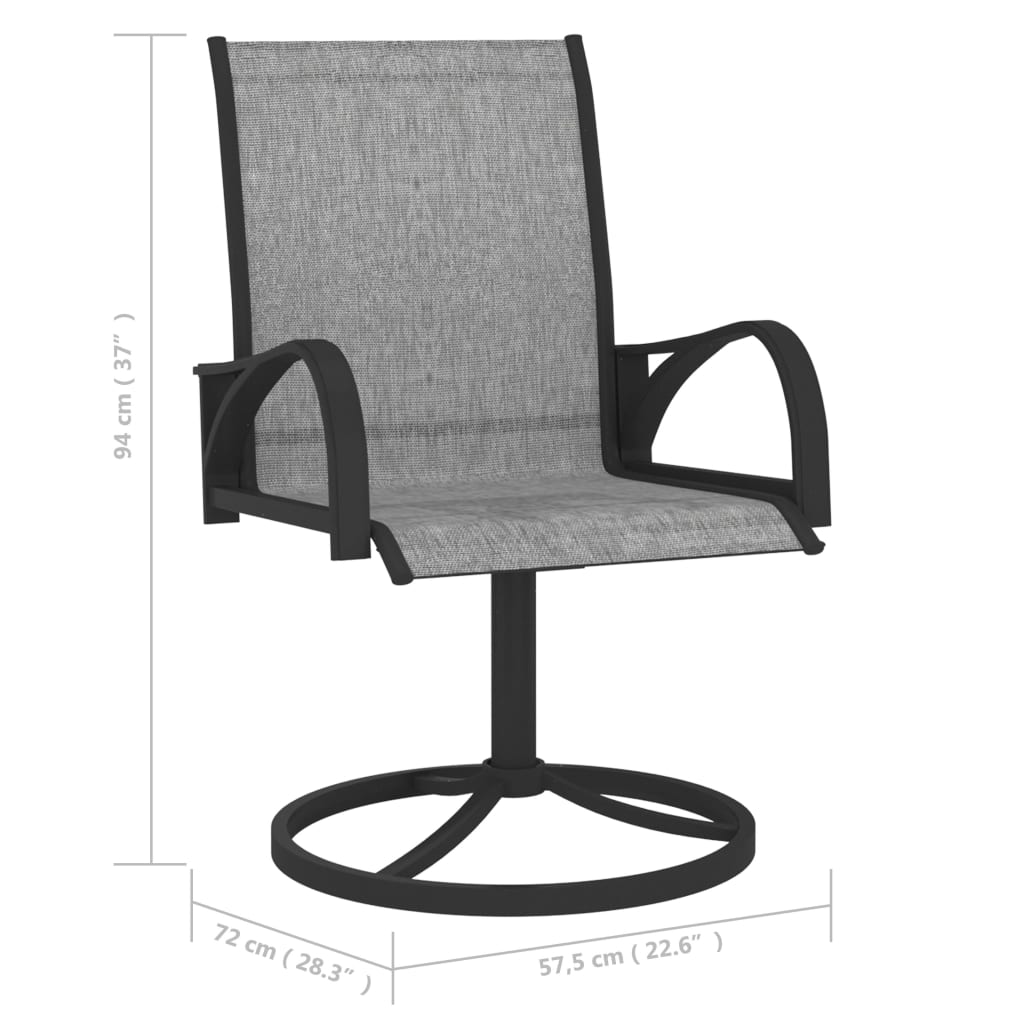 Garden Chair | Set of 2 | Grey | Textilene, Powder-Coated Steel | Medium