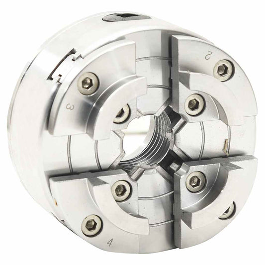 4 Jaw Wood Chuck with M33 Connection Steel Silver 96 mm 4 Jaw Wood Chuck with M33 Connection Steel Silver 96 mm