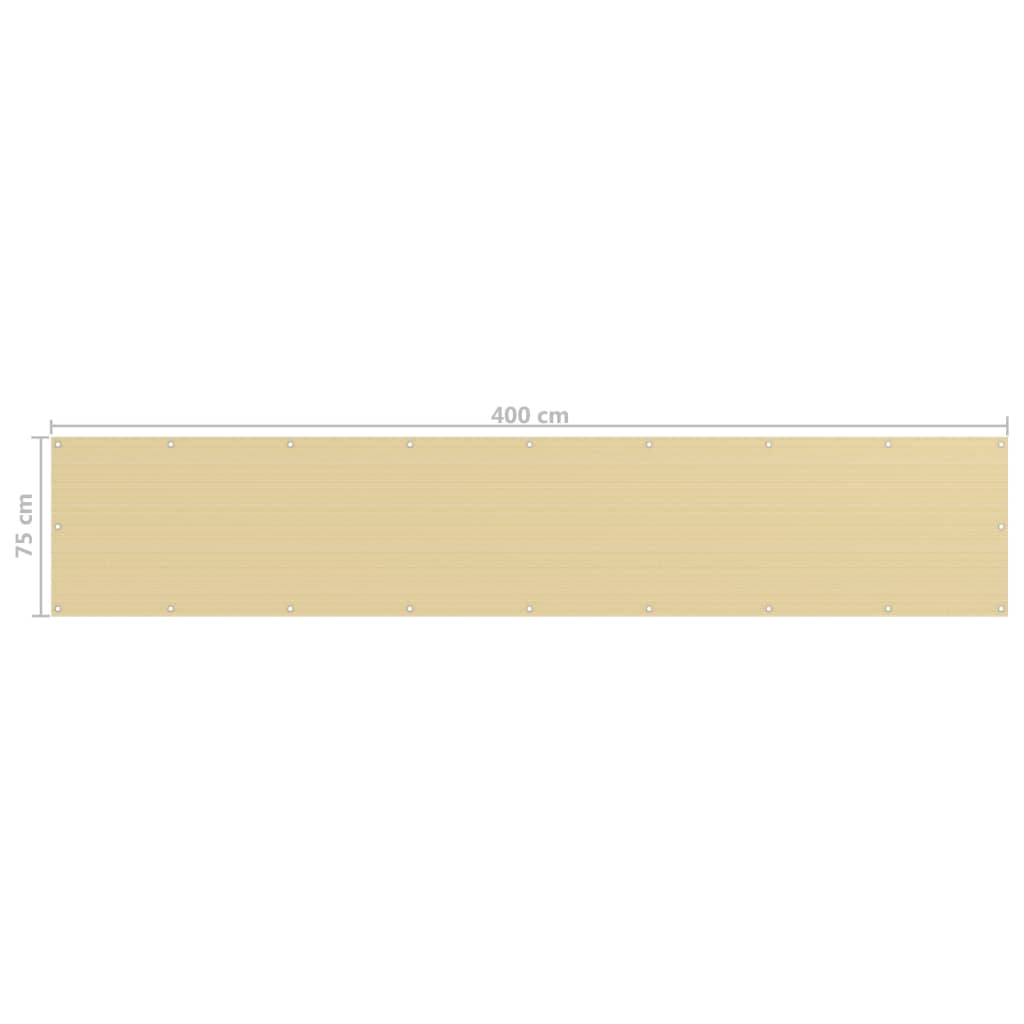 Balcony Screen Beige 75x400 cm HDPE