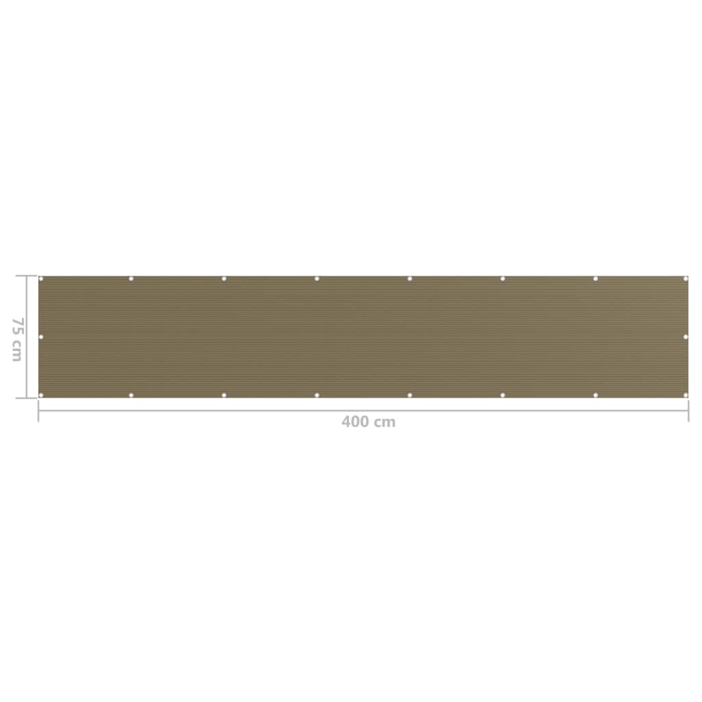 Balcony Screen Taupe 75x400 cm HDPE