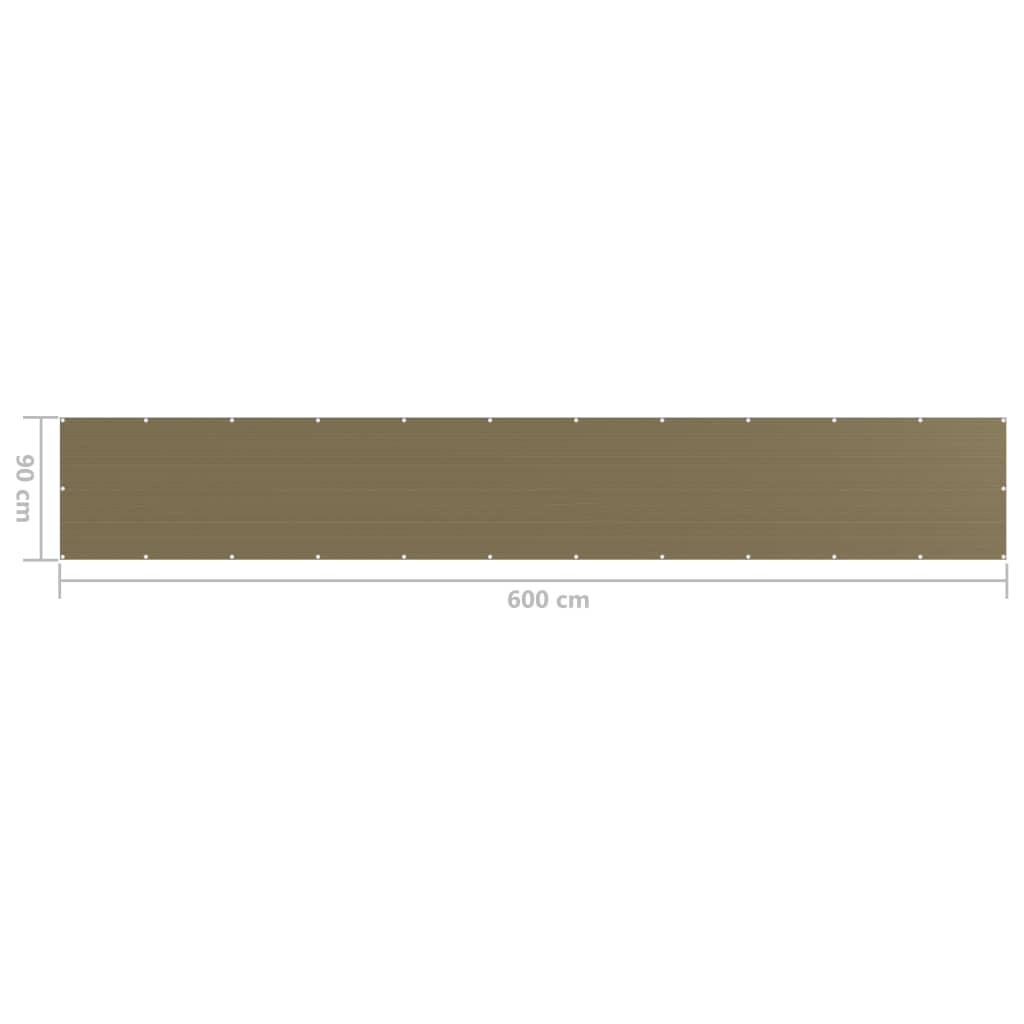 Balcony Screen Taupe 90x600 cm HDPE