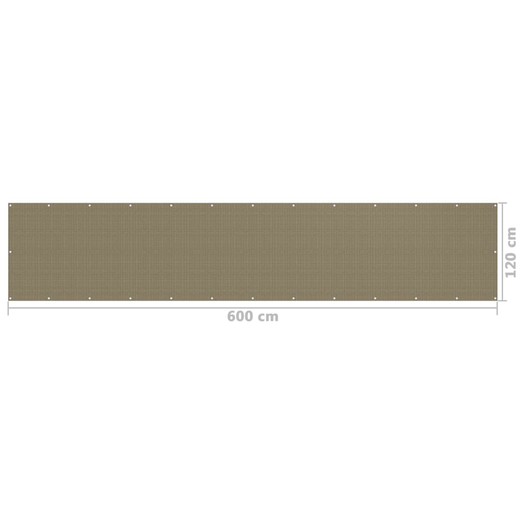 Balcony Screen Taupe 120x600 cm HDPE