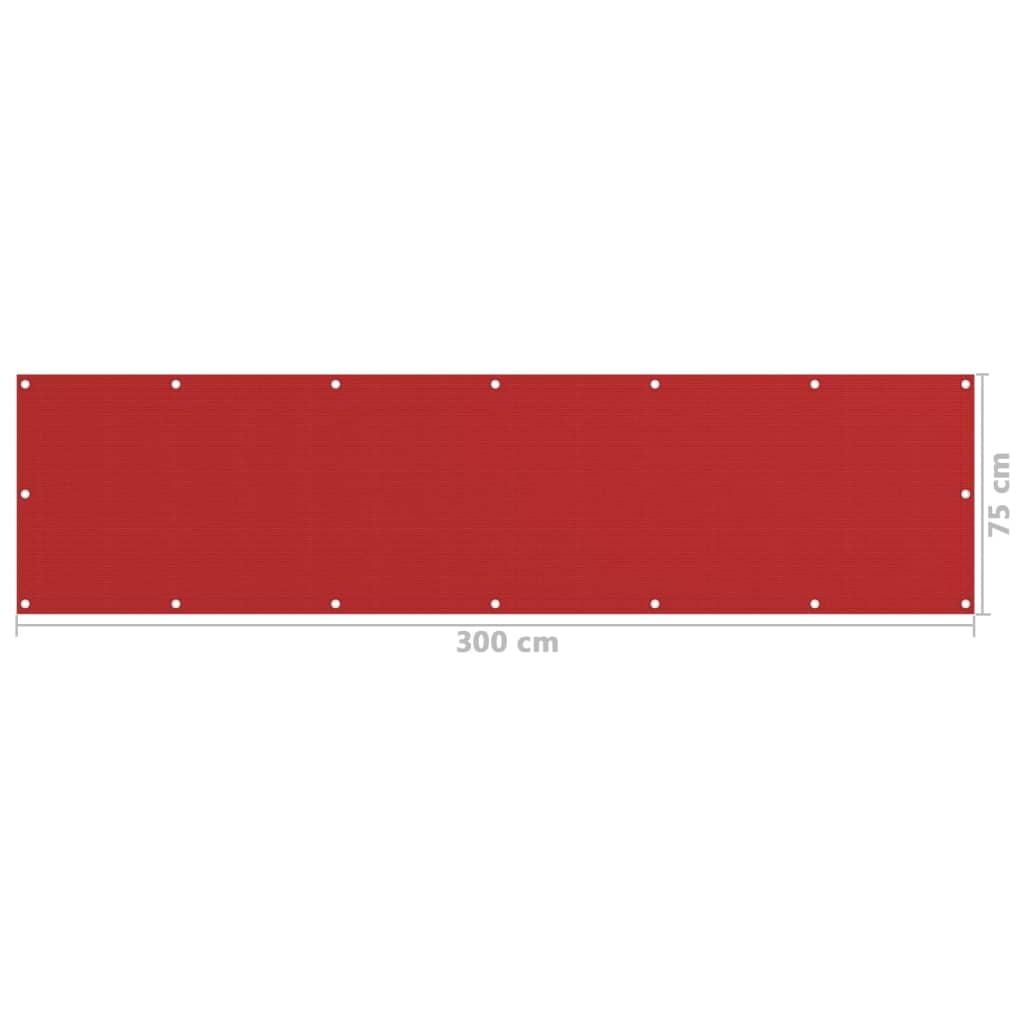 Balcony Screen Red 75x300 cm HDPE