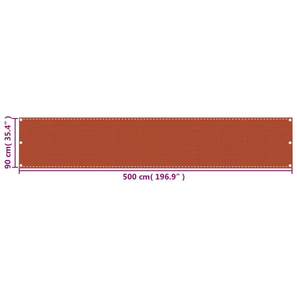 Balcony Screen Orange 90x500 cm HDPE