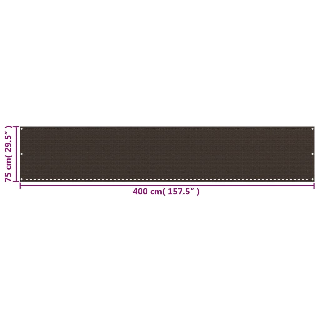 Balcony Screen Brown 75x400 cm HDPE