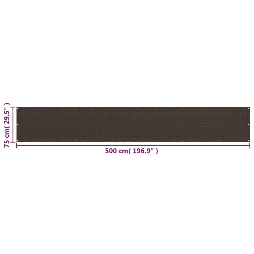Balcony Screen Brown 75x500 cm HDPE