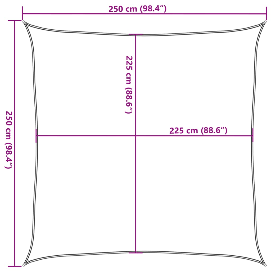 Sunshade Sail 160 g/m² Anthracite 2.5x2.5 m HDPE