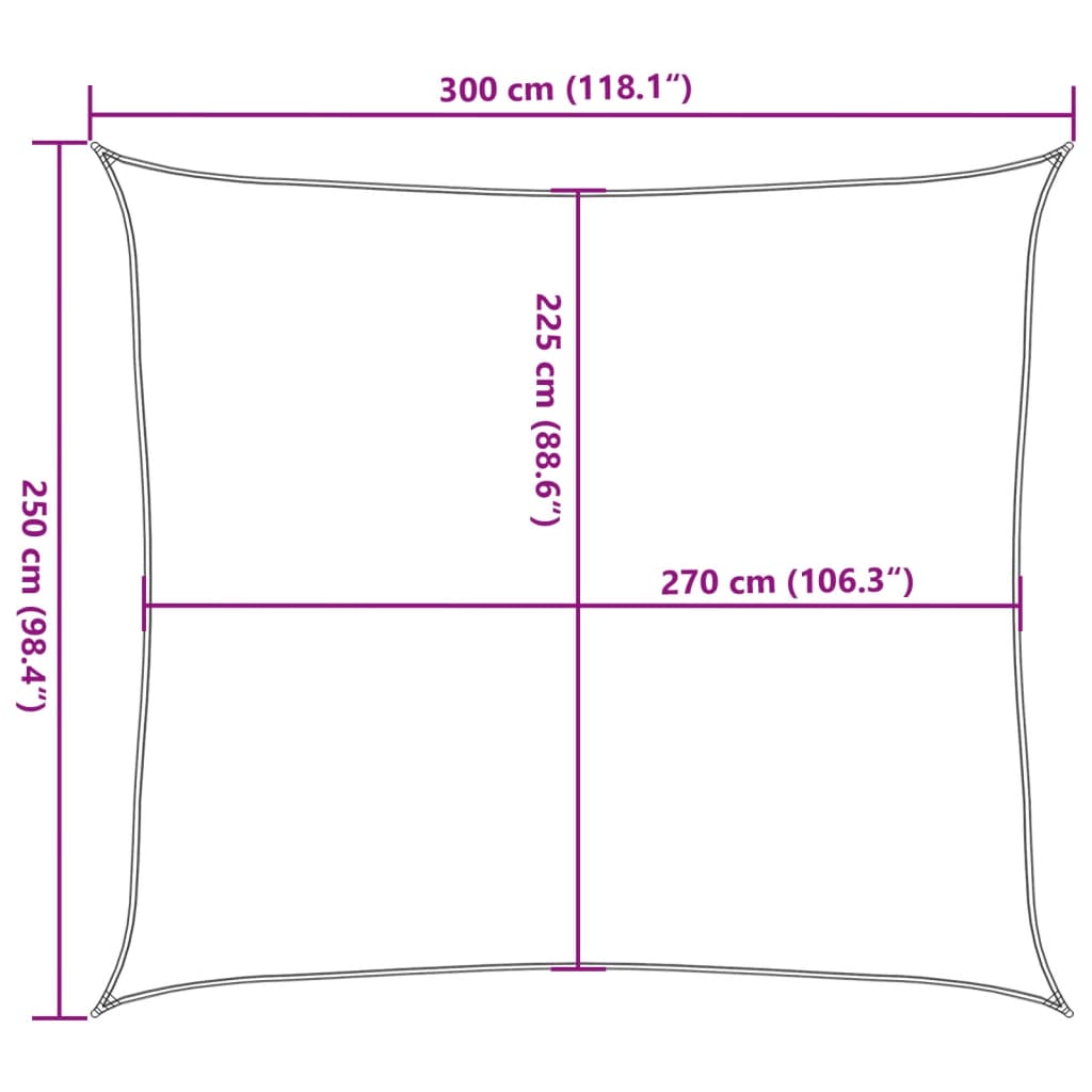 Sunshade Sail 160 g/m² Cream 2.5x3 m HDPE