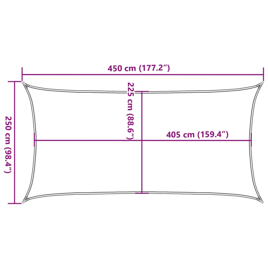 Sunshade Sail 160 g/m² Cream 2.5x4.5 m HDPE