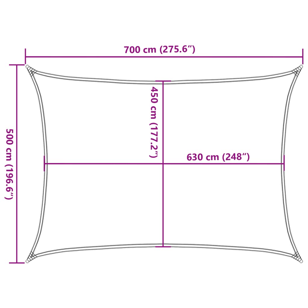 Sunshade Sail 160 g/m² Cream 5x7 m HDPE