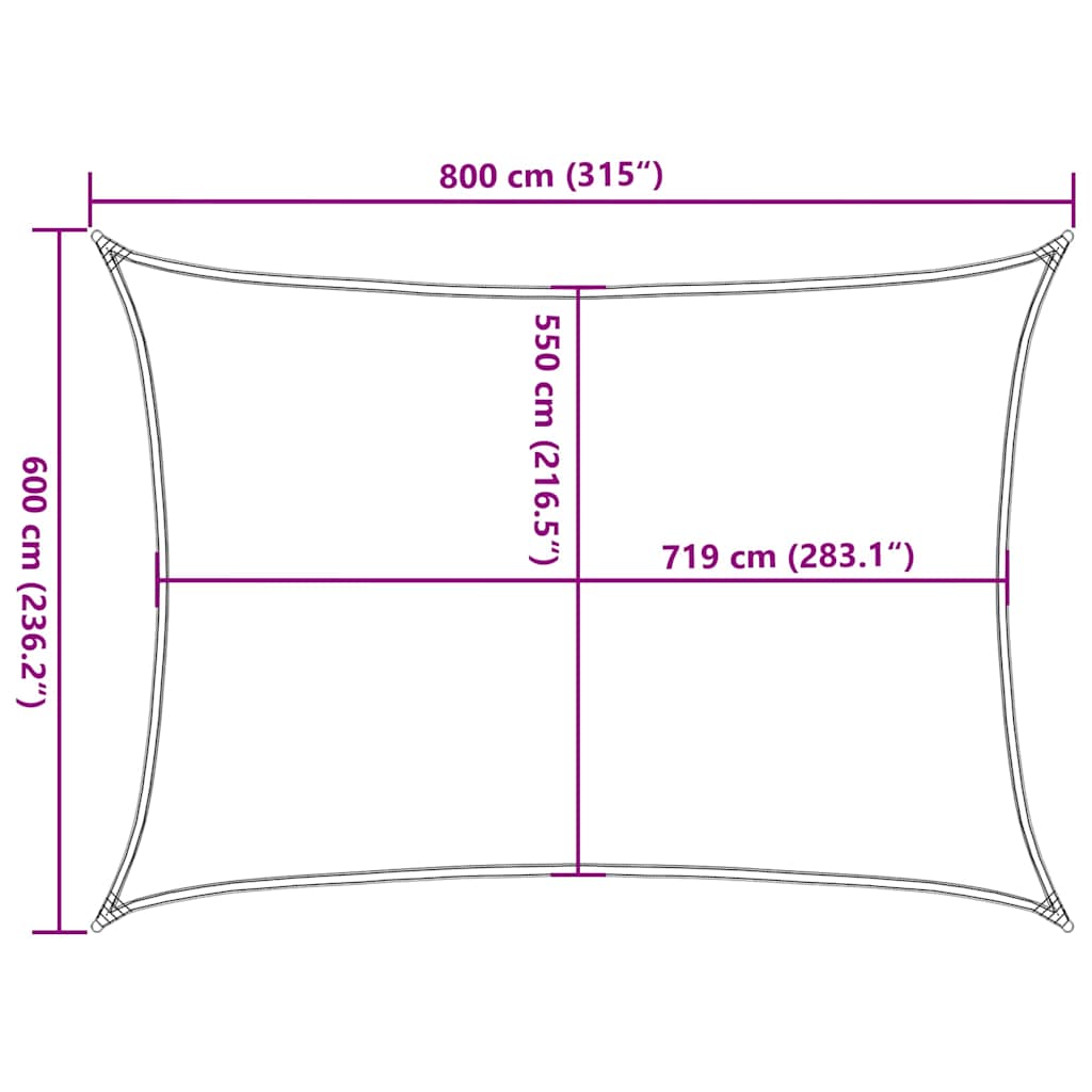 Sunshade Sail 160 g/m² White 6x8 m HDPE