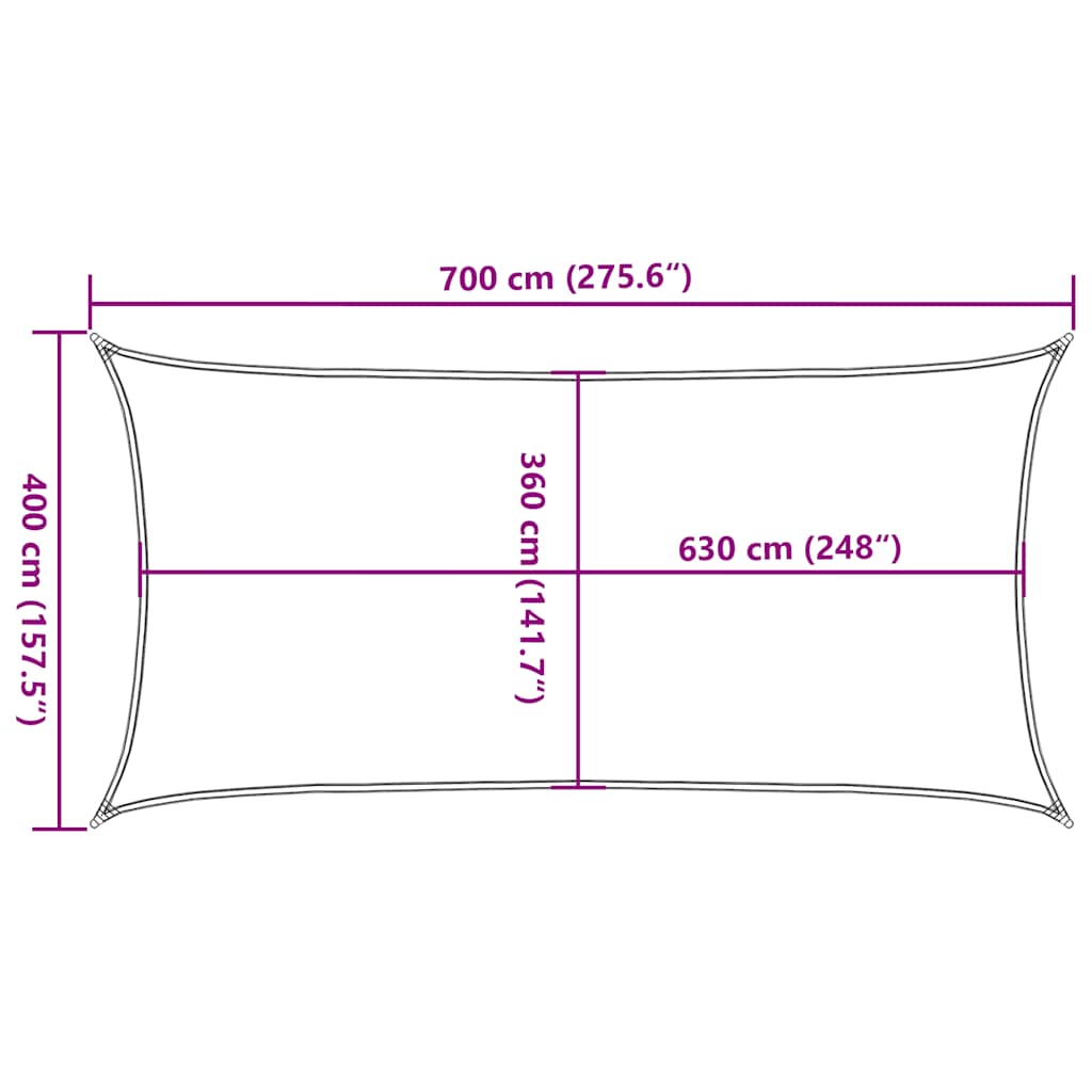 Sunshade Sail 160 g/m² Taupe 4x7 m HDPE