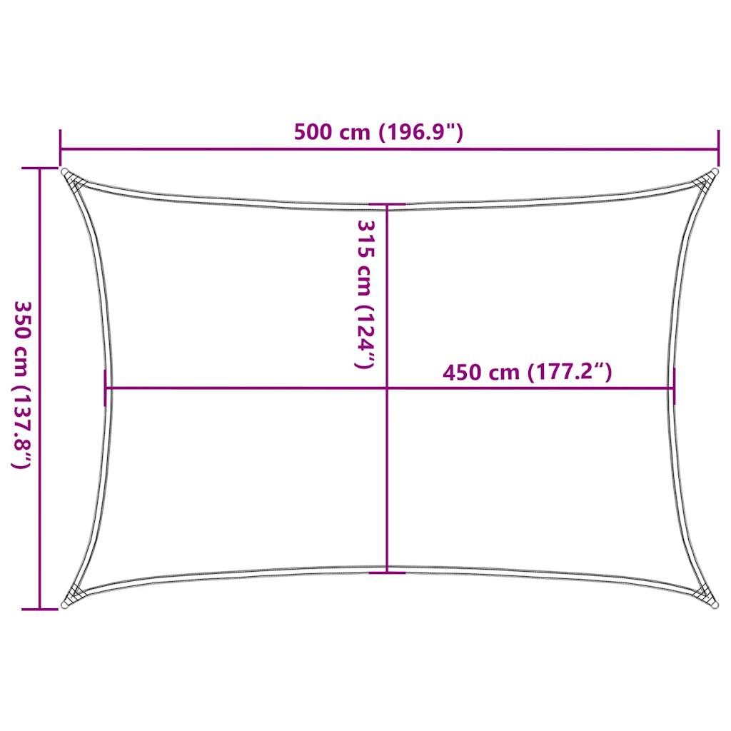 Sunshade Sail 160 g/m² Rectangular Yellow 3.5x5 m HDPE