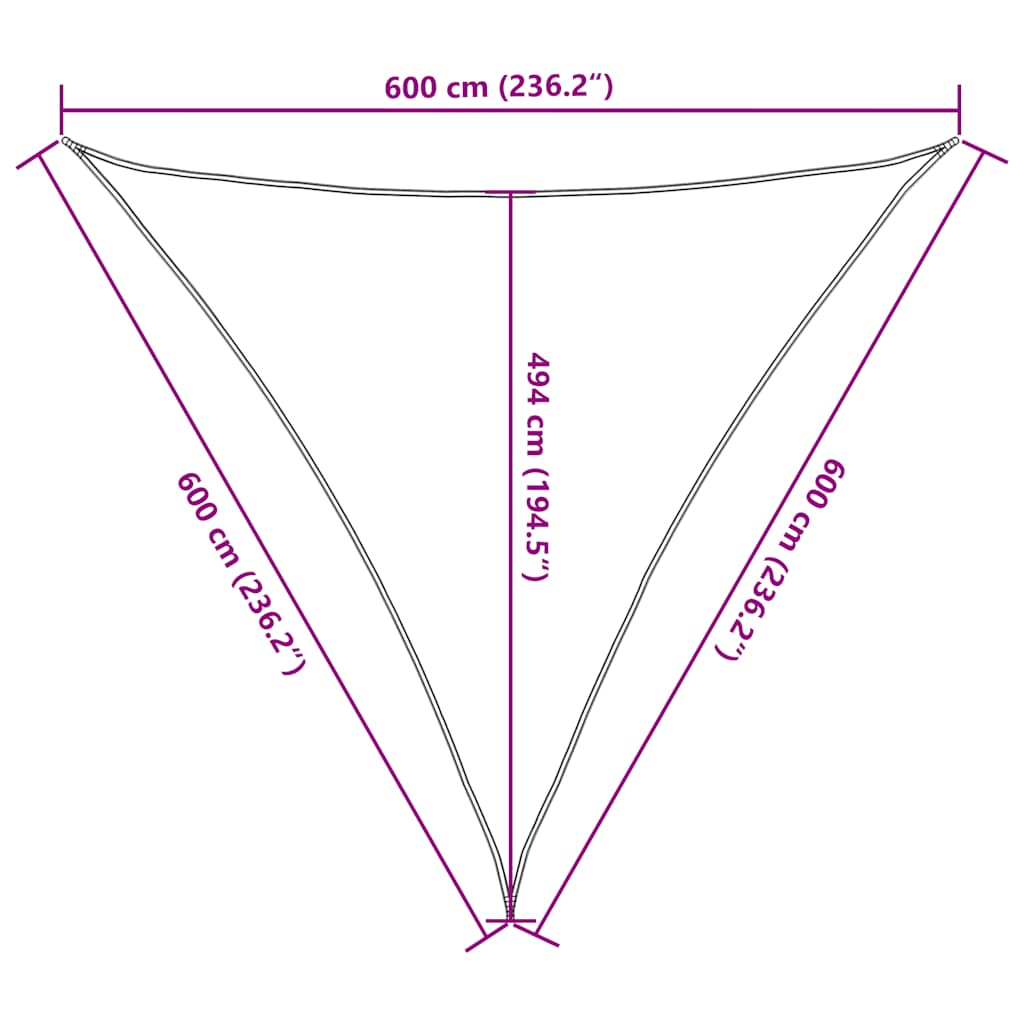 Sunshade Sail 160 g/m² Triangular Yellow 6x6x6 m HDPE