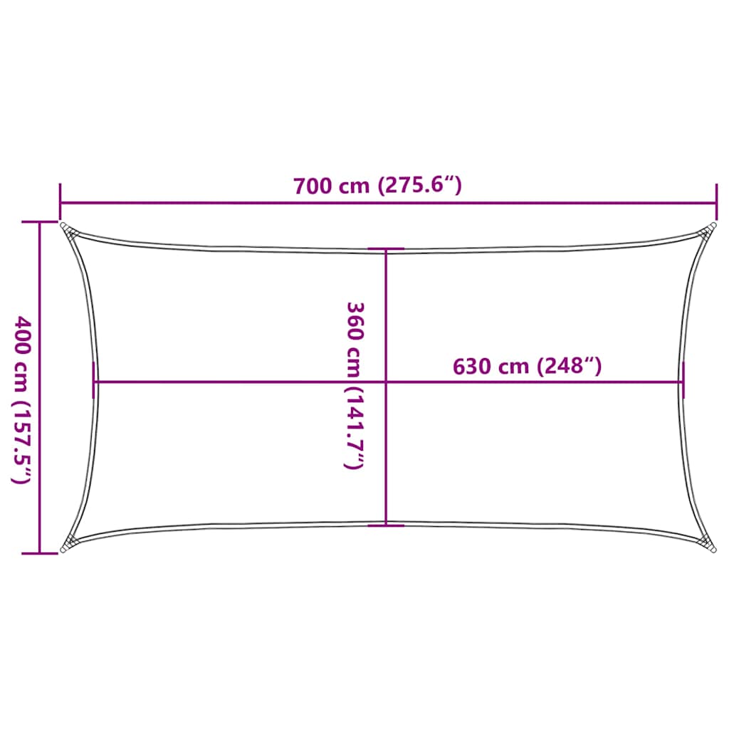 311630 vidaXL Sunshade Sail 160 g/m² Red 4x7 m HDPE
