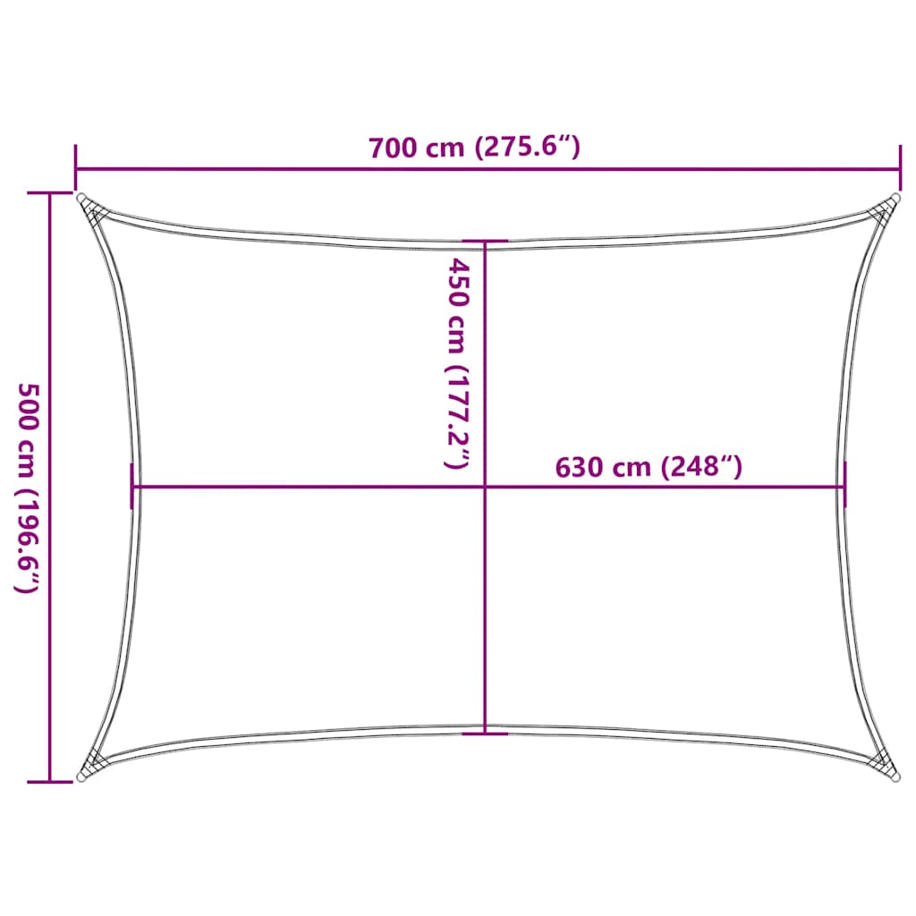 Sunshade Sail 160 g/m² Red 5x7 m HDPE