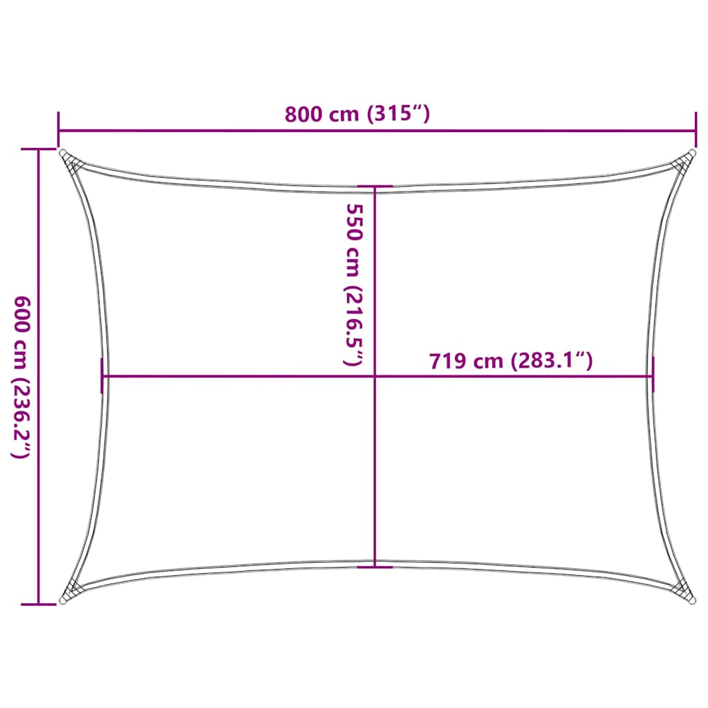 311635 vidaXL Sunshade Sail 160 g/m² Red 6x8 m HDPE