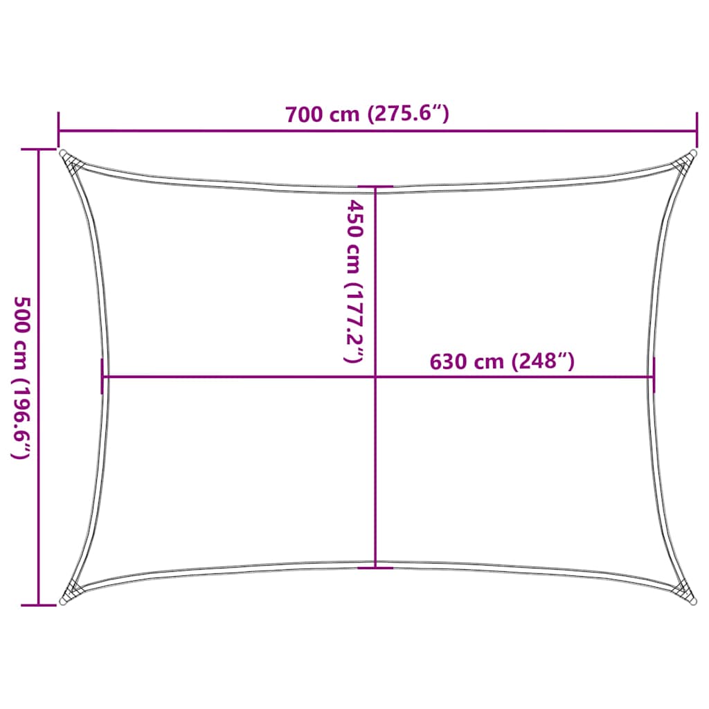 311742 vidaXL Sunshade Sail 160 g/m² Black 5x7 m HDPE