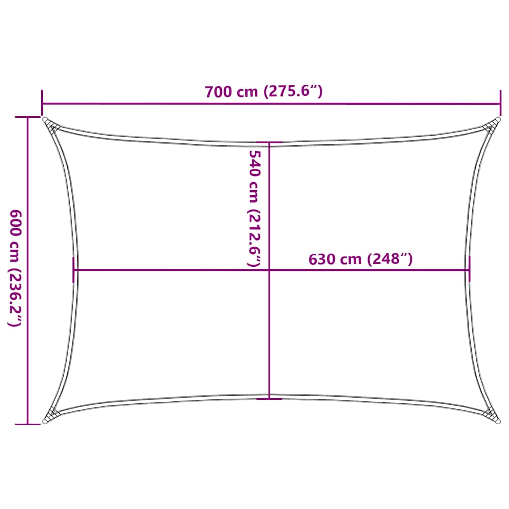 311744 vidaXL Sunshade Sail 160 g/m² Black 6x7 m HDPE