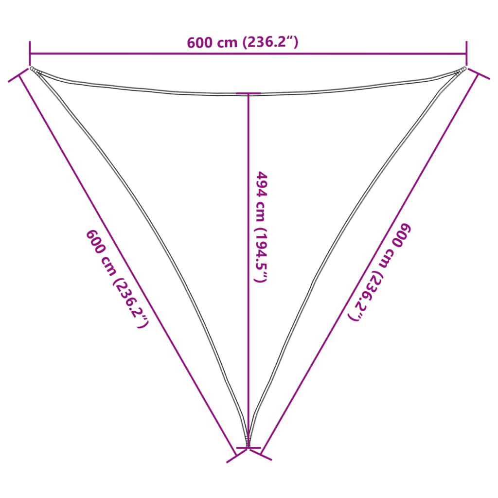 Sunshade Sail 160 g/m² Black 6x6x6 m HDPE