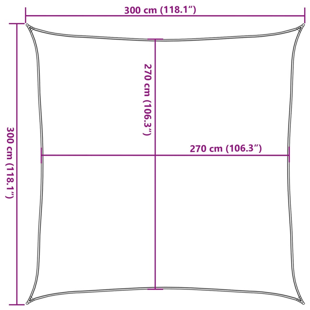 Sunshade Sail 160 g/m² Brown 3x3 m HDPE