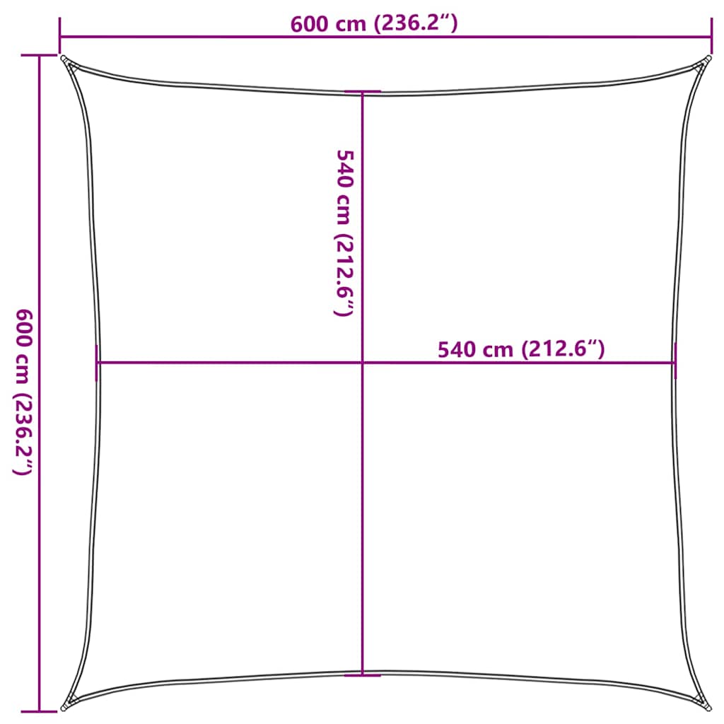 311774 vidaXL Sunshade Sail 160 g/m² Brown 6x6 m HDPE