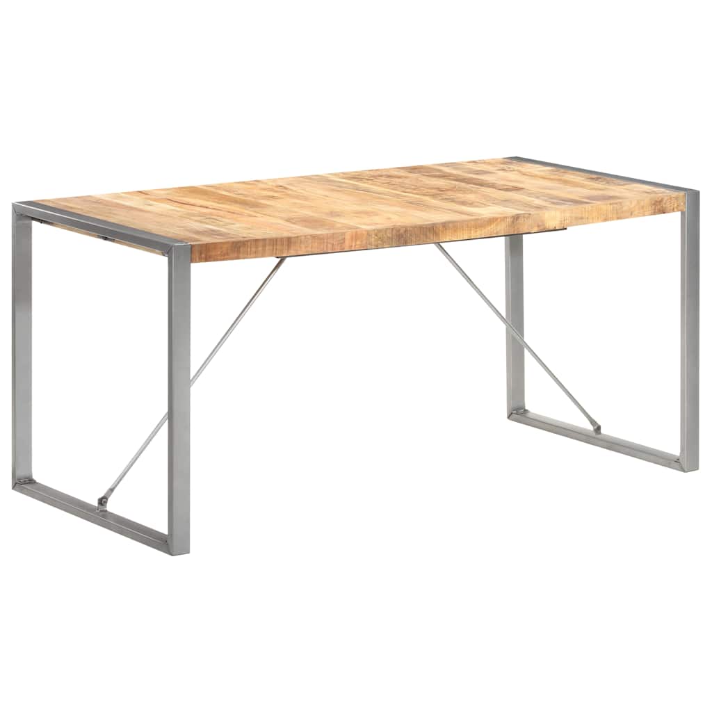 321563 vidaXL Dining Table 160x80x75 cm Solid Rough Mango Wood