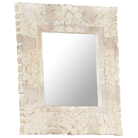 Mirror White 50x50 cm Solid Mango Wood Mirror White 50x50 cm Solid Mango Wood