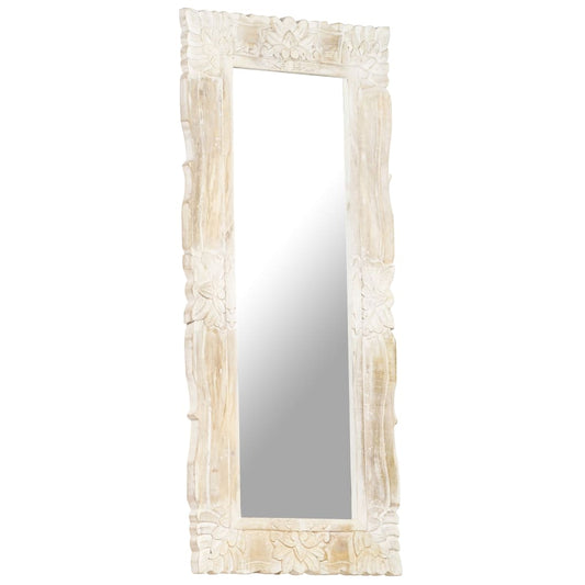 Mirror White 110x50 cm Solid Mango Wood Mirror White 110x50 cm Solid Mango Wood